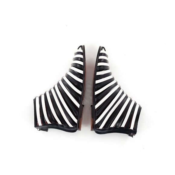 MISSONI Strappy Black White Leather Flat Sandals New Floor Model - Picture 7 of 10